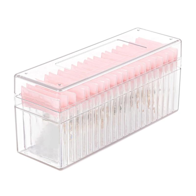 Portable Jewelry Storage Solution with 20 PVC Pouches Clear Organizer Jewelry Accessory Box for Rings Earrings Necklaces розовый