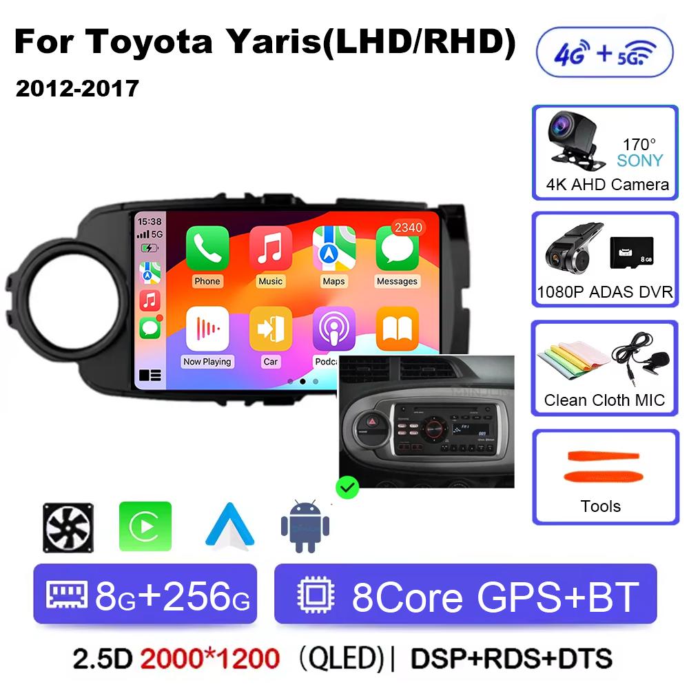 Autorádio Android 14 Carplay pro Toyota Yaris 2012 2013 2014 2015 2016 2017 Navigace GPS Multimediální přehrávač stereo wifi BT Auto