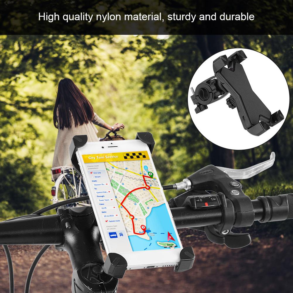 Durable Road Bicycle Mountain Bike Handlebar Mobile Phone Holder with 360 Degree Rotation Black