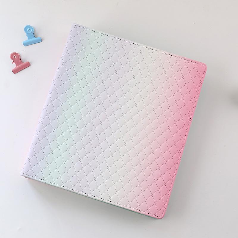 Macaron Gradient A5 Wide 3-Ring PU Leather Binder Photo Album for 3/4/6 Inch Cards, Large Capacity Loose-leaf Scrapbook