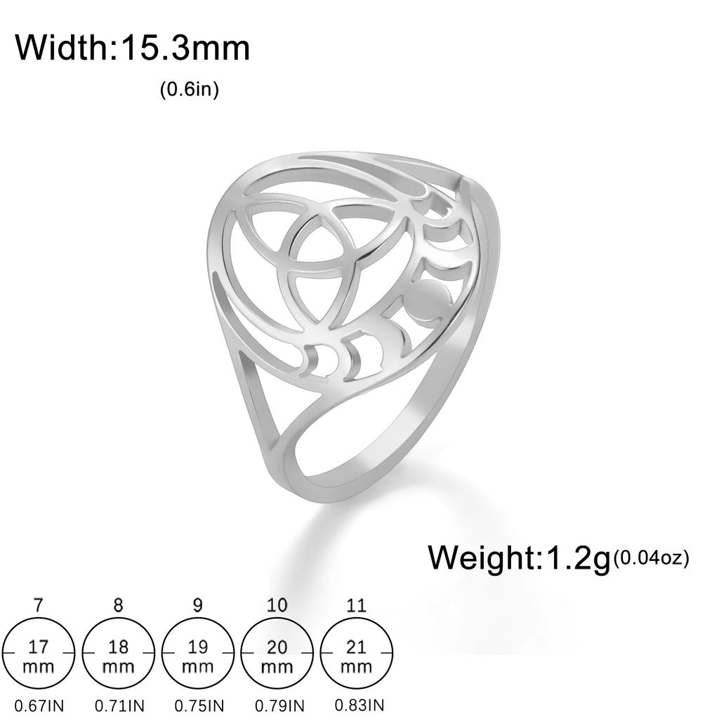 Titanium Steel Hollow Sun Moon Celtic Knot Ring Fashion Minimalist Trendy Jewelry