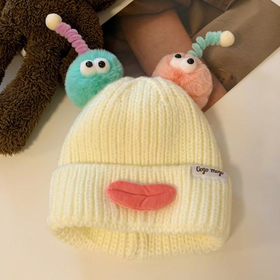 Sausage Mouth Knitting Hat Cartoon Plush Doll Decor Warm Cozy Plush Doll Hat Cold Weather Winter Headwear