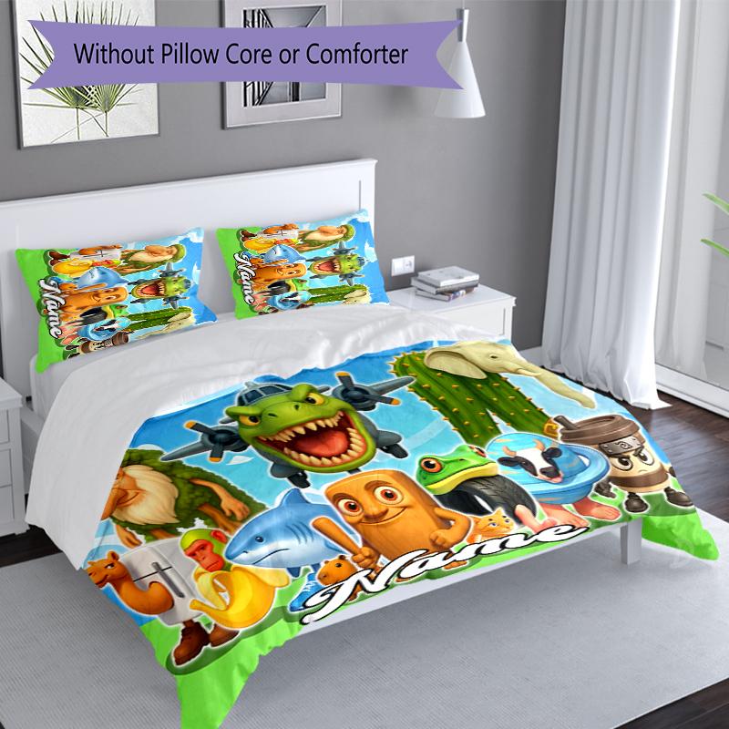 Set di 3 pezzi con Nome Personalizzato Animale Brainrot Italiano, Include 1 Copripiumino e 2 Federe, Arredo Camera da Letto per Tutte le Stagioni
