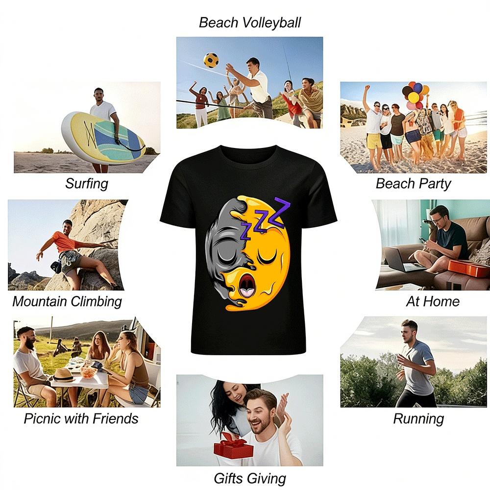 Melting Sleepy Emoji Print Casual Top For Men And Women Pure cotton T-shirt