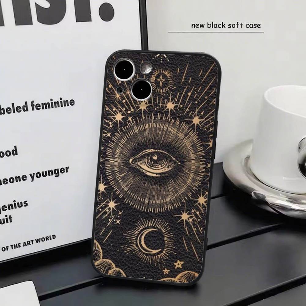 Witches Moon Tarot Mystery Totem For iPhone 17 air 16 15 14 13 12 11 Pro Black Soft Cover Phone Case