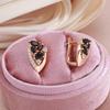 Kinel Shiny Black Zircon Rose Gold Color Drop Earrings For Women Luxury Fine Jewelry