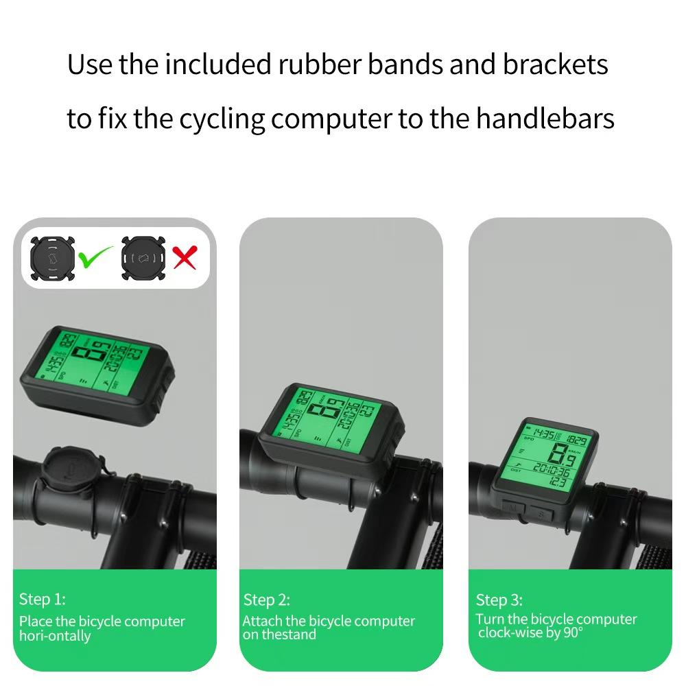 Replaceable Battery 180 Hours Ultra-Long Standby Wireless Bike Computer LCD Auto Backlight for Cycling Realtime Speed Track