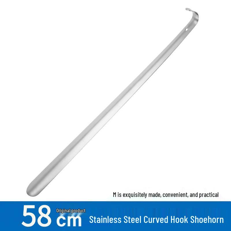 Extended Handle Stainless Steel Shoehorn for Elderly - Portable and Durable