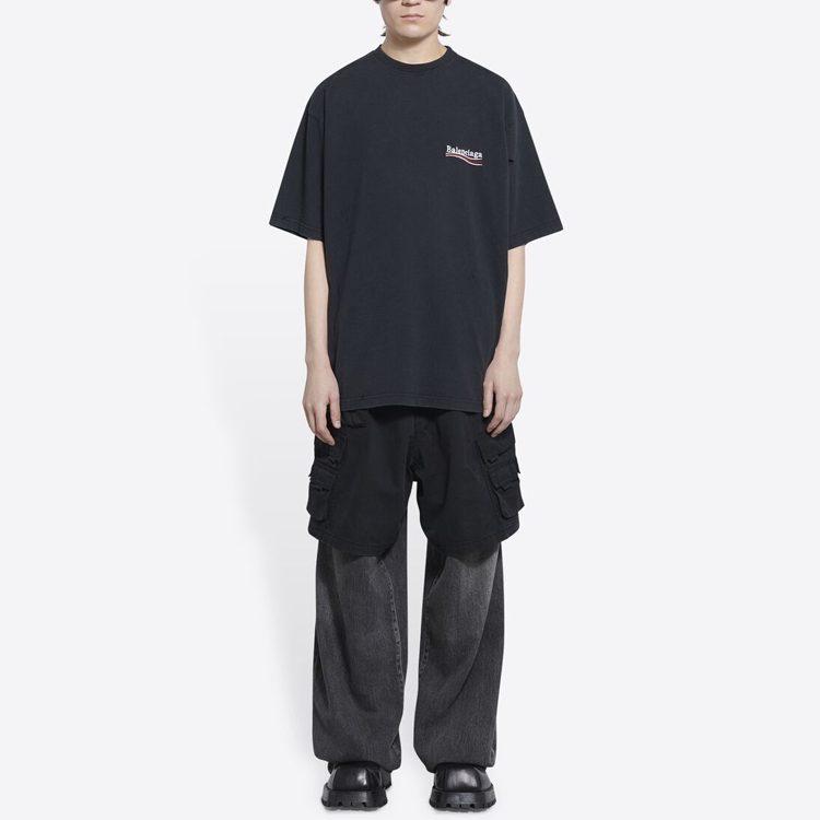 Balenciaga T Shirts Men's Black Crew Neck Moderate 641675TKVJ19034