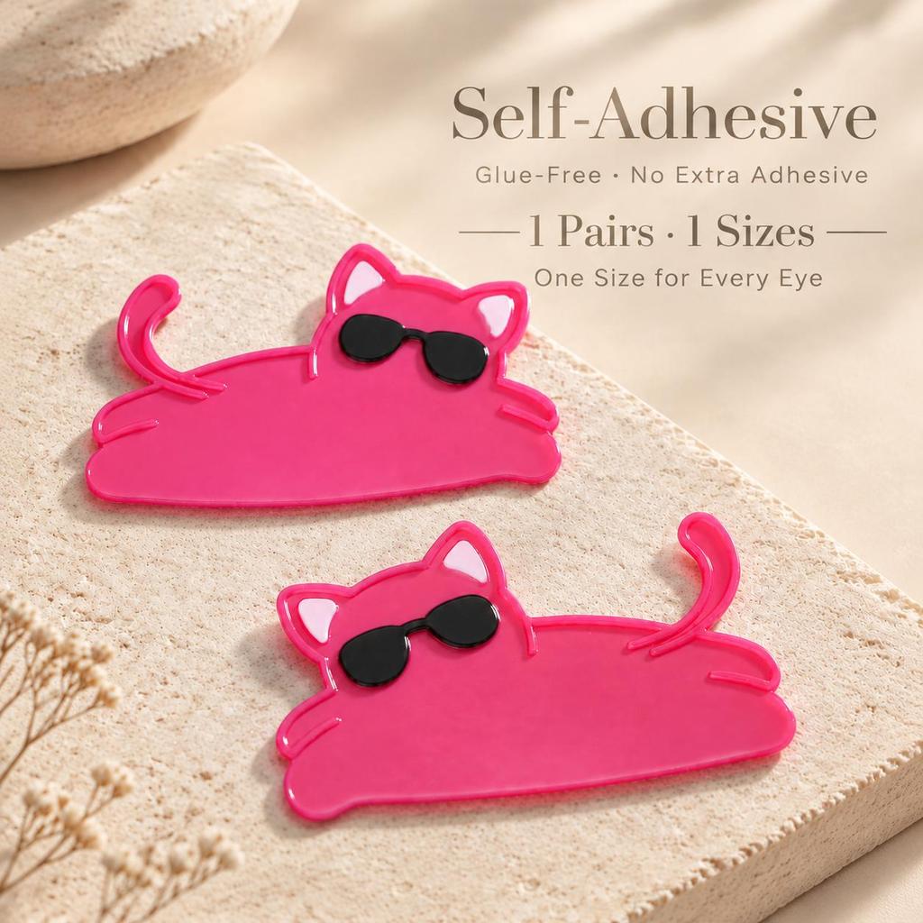 Blackwings Cute Cat Colorful Lash Lift Softening Pads 1 Pair 0.5mm Flat No Curve Self Adhesive Silicone Reusable Tool