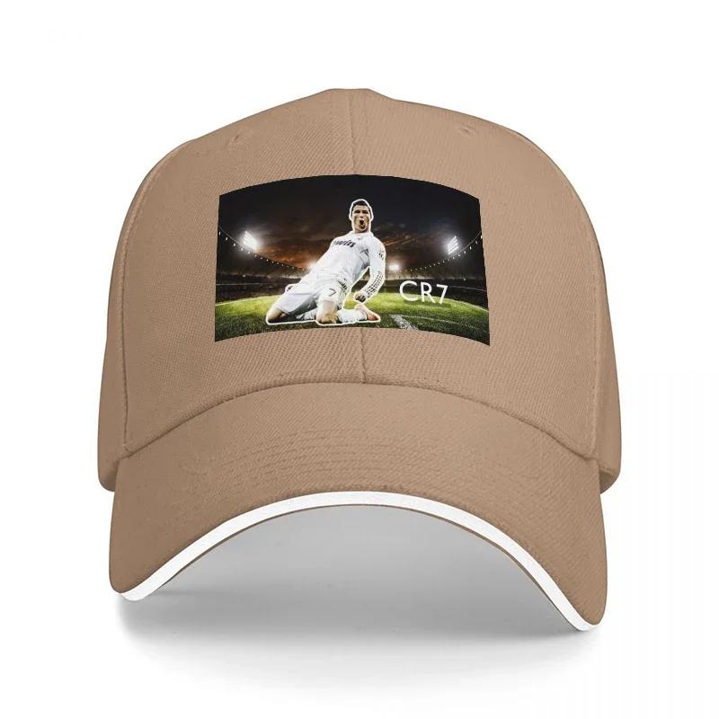 CR7 Football Legend Stadium Scene Baseball Cap Black with White Trim Premium Sports Hat for Fans and Style Enthusiasts