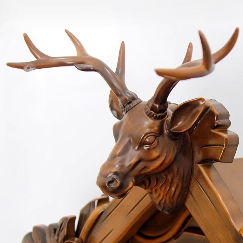 Wall Mounted Cuckoo Clock with European Retro Deer Head Design and Hourly Chimes Quiet Accurate Timekeeping A0KF