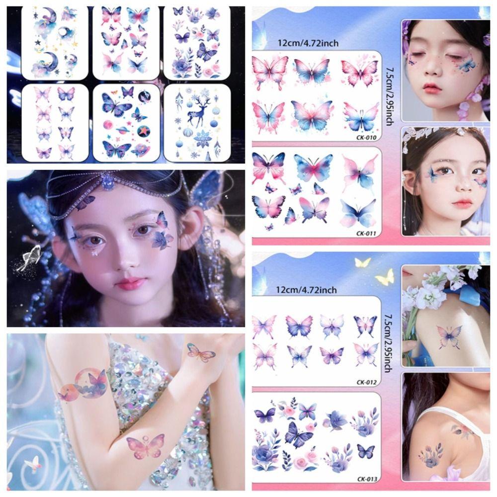 Cartoon Children's Arm Sticker Waterproof Fake Tattoos Cute Butterfly Tattoo Sticker  Female