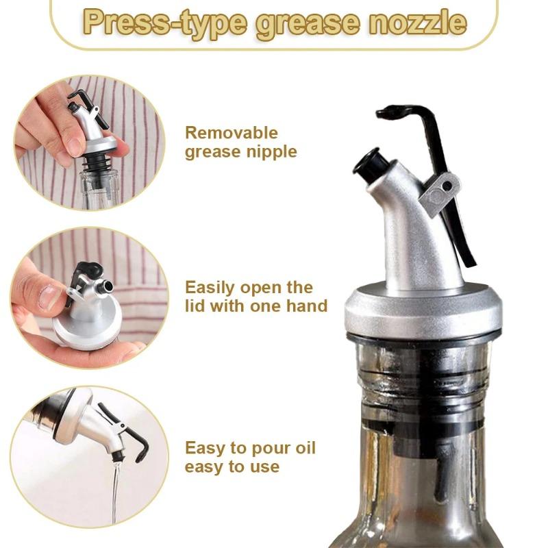 Oil Bottle Stopper Cap Sauce Nozzle Dispenser Sprayer Lock Wine Pourer  Liquor Leak-Proof Plug Bottle Stopper Kitchen Tool