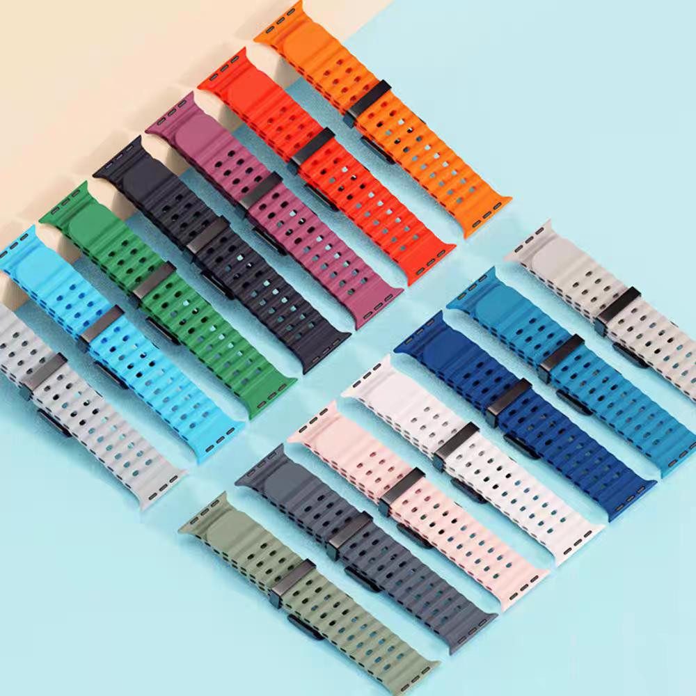 Ozean-Silikonarmband für Apple Watch Ultra 3 2 49mm/11 10 46mm 45mm 44mm Sportarmband Armband iWatch Serie 9 8 7 6 5 4 SE 3