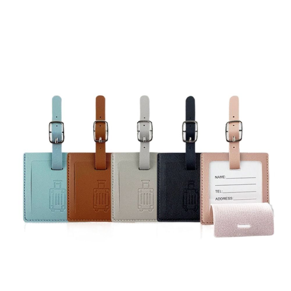 Colorful Baggage Name Tags Square Shape Airplane Suitcase Tag Soft PU Luggage Tag  Men