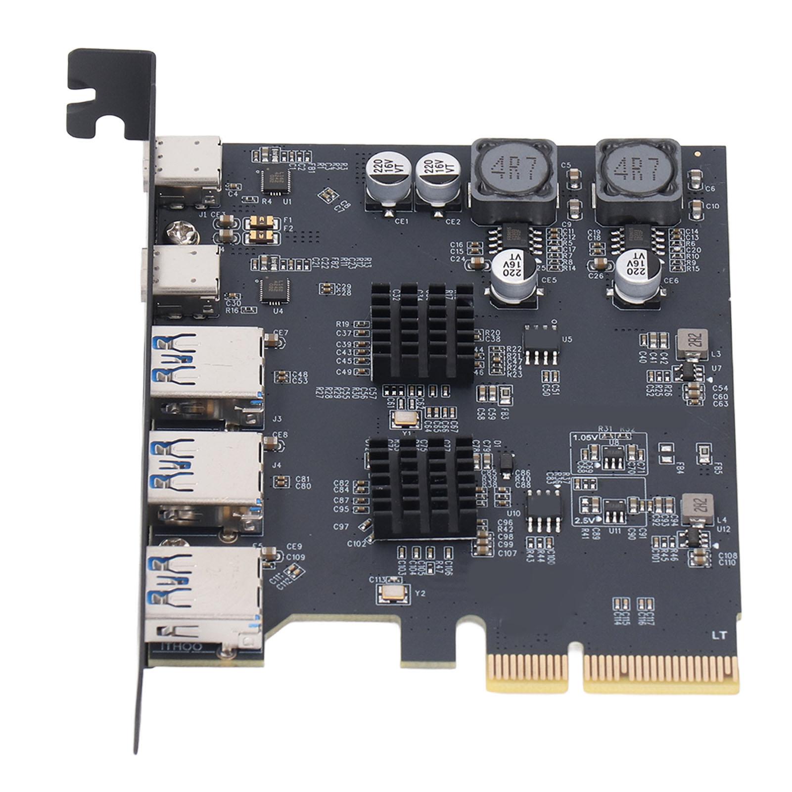 

USB3.2 GEN2 Expansion Card 10Gbps High Speed Stable PCIE 4X Expansion Card with 3 Type A and 2 Type