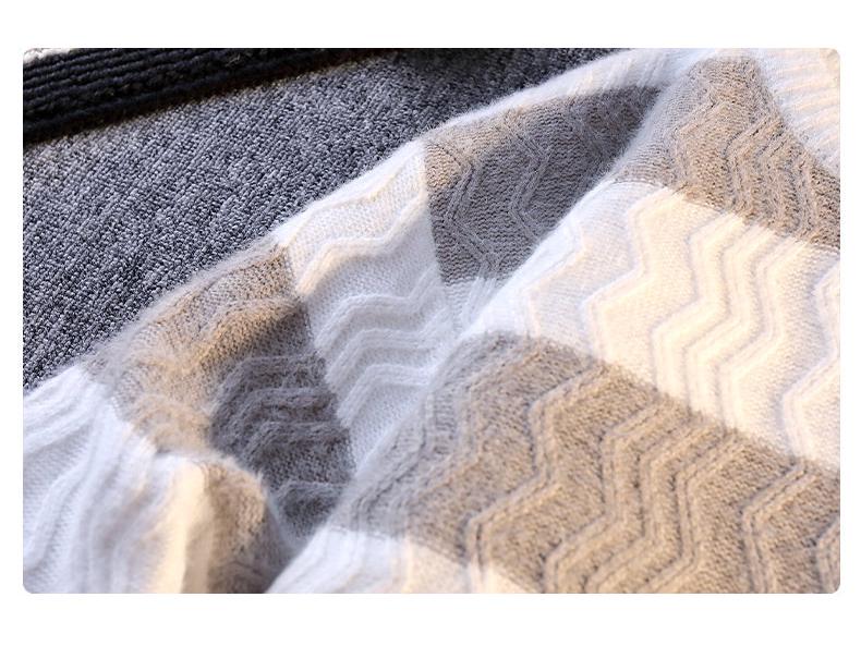 2025 Autumn/Winter Men's Korean Style Color Block Striped Loose Knit Sweater