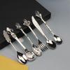 Pack Of 6 Elegant Vintage Dessert Coffee Spoons Crystal Zincs Alloy Carving Stirring Utensils For Home Teas Parties
