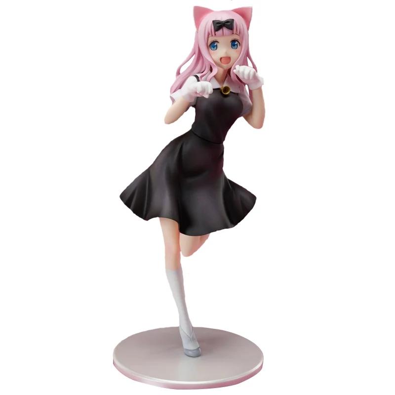 22CM Japan Anime Figure Kaguya-sama Love is War Fujiwara Cat Ear Cute Model Dolls Toy Gift Collect Model Toys PVC Static Doll