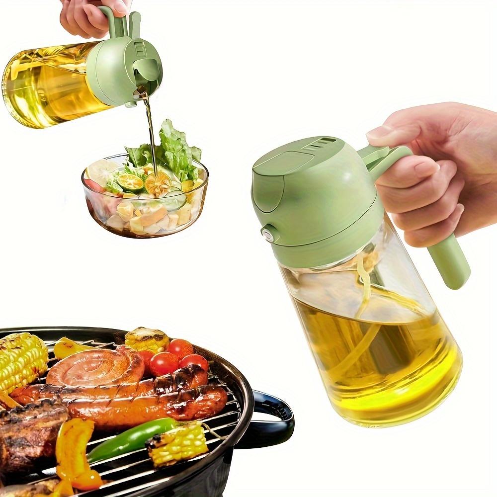 3pcs Oil Dispenser Bottle for Kitchen 2 in 1 Oil Sprayer for Cooking, 17oz/500ml Glass Oil Spray Bottle with Pourer Food-grade