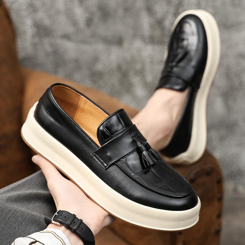 9615 Loafers Leather Shoes Men's Summer Youth British Style Lazy Loafers Casual Beanie Shoes