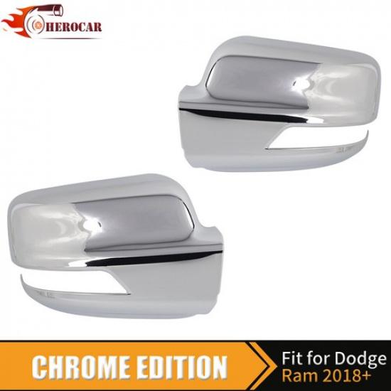 2x Chrome Rearview Side View Mirror Cover For Ram 1500 19+ W/turn Light Exterior