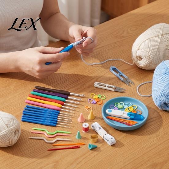 Crochet Set for Adults Metal Hooks Set, Includes Yarn Needles Stitch Markers Tape Measure, with Essentials Projects Storage Case, Soft Rubber