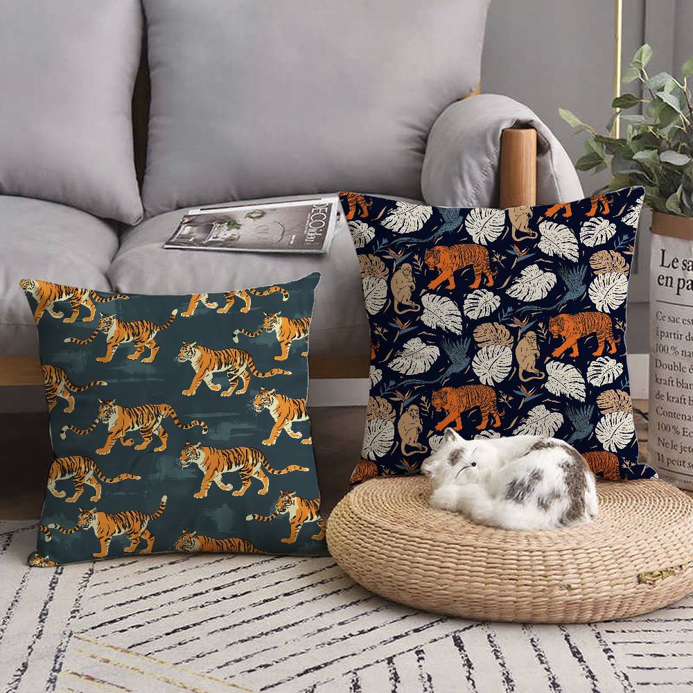 Tropical Tiger Pattern Pillow Case Home Decor Throw For Sofa Bed Car Room Decor Gift Idea