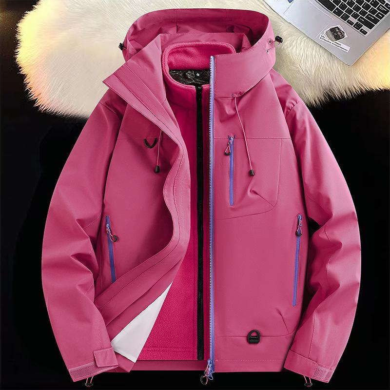 Updated Autumn and Winter Three-in-one Graphene Liner Thickened Outdoor Mountaineering Couple Hooded Work Jacket for Men