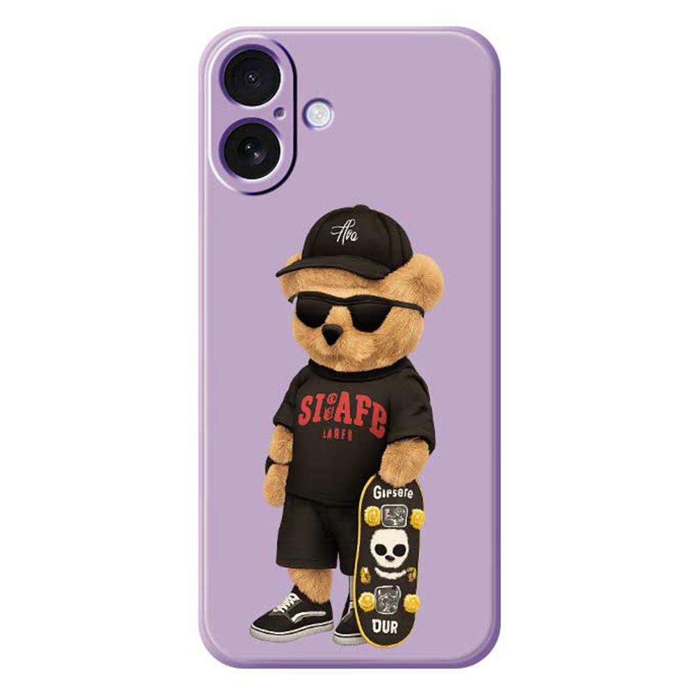 For iPhone 17 Case Cool Bear Pattern Printing Straight Edge TPU Phone Back Cover