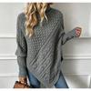 Women S Turtleneck Batwing Sleeve Geometric Pattern Knit Pullover Sweater