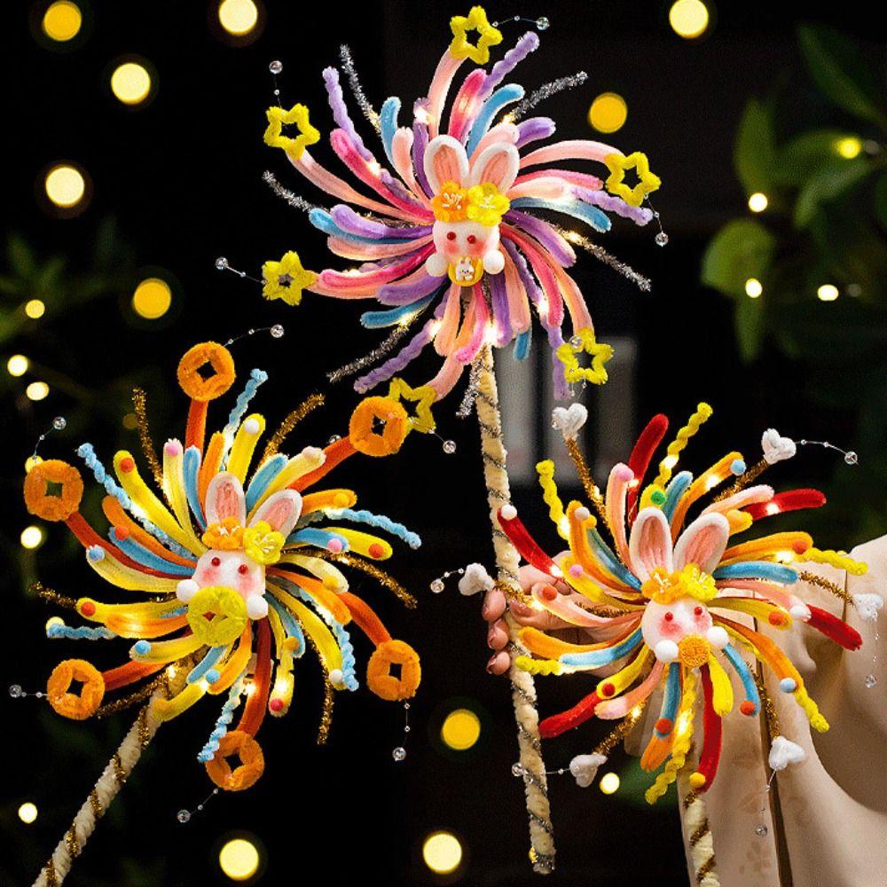 Unfinished Glowing Rotating Lantern Handheld Spinning Fireworks Lamp Festival Decoration