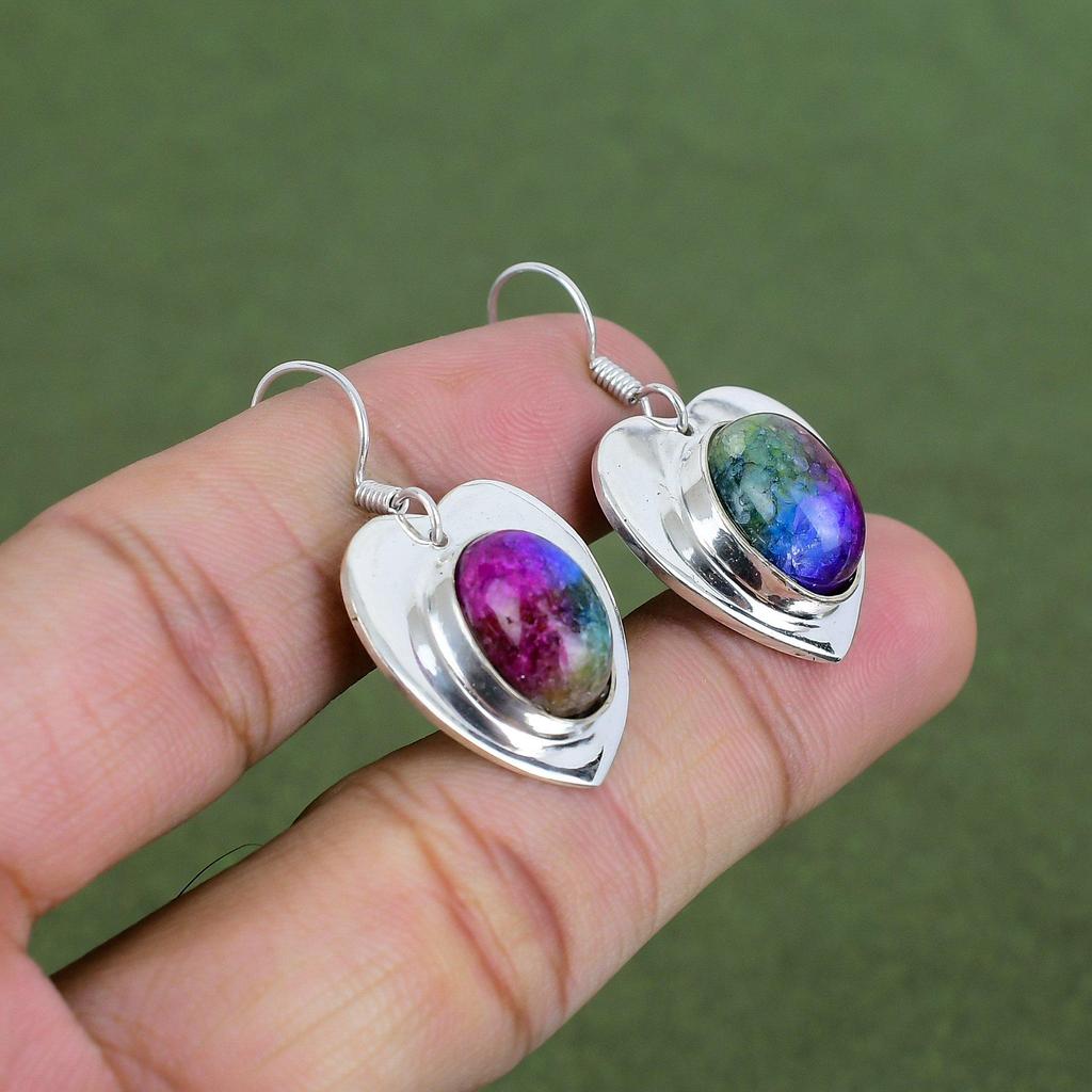 Rainbow Solar Quartz Druzy Earring 925 Sterling Silver Earring Real Gemstone Earring Silver Jewelry Handmade Designer Earrings Gifts For Her