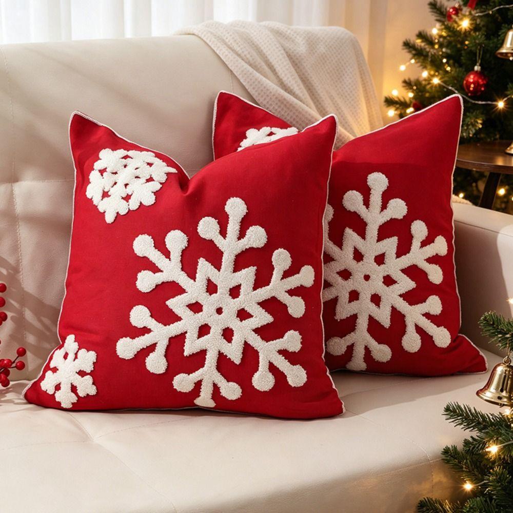 Merry Christmas Christmas Pillow Cover Snowflake Christmas Tree Pillow Cover Holiday Party
