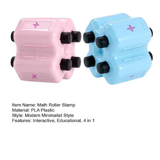 Set de Tampons Roulants Mathématiques 4 en 1 Addition Soustraction Multiplication Division Outil d'Entraînement Tampon Enseignant Numérique Aléatoire pour Enfants Utilisation en Classe à la Maison