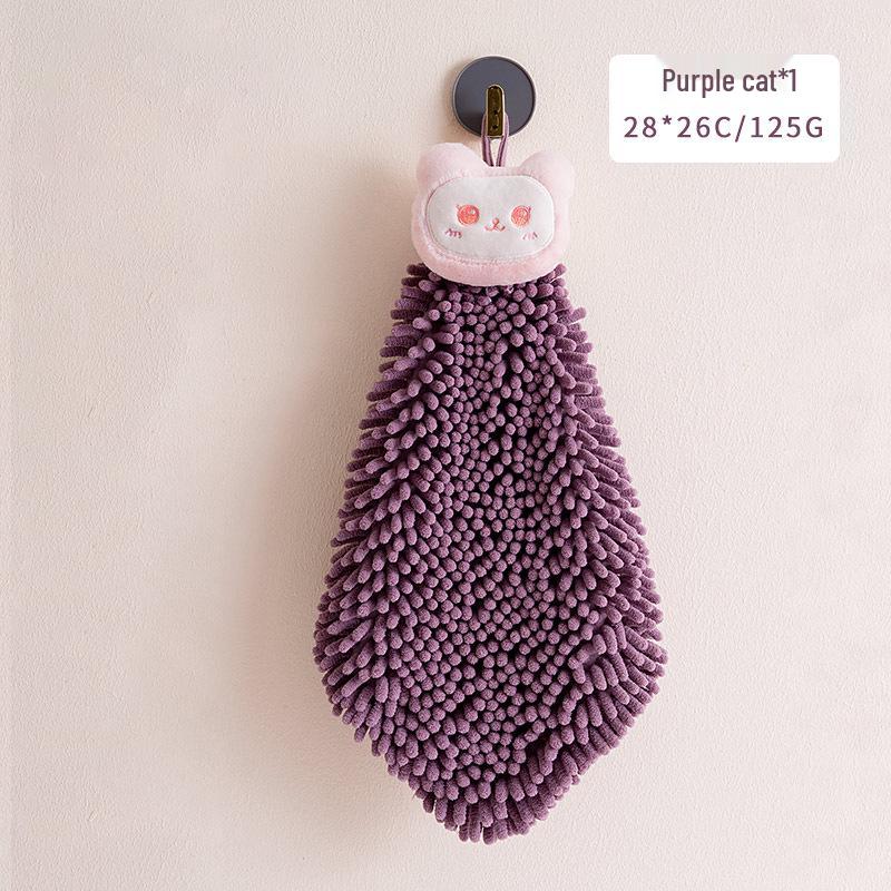 Cartoon Quick-Dry Chenille Towel for Kitchen & Bath, Wall-Mounted & Water-Absorbing