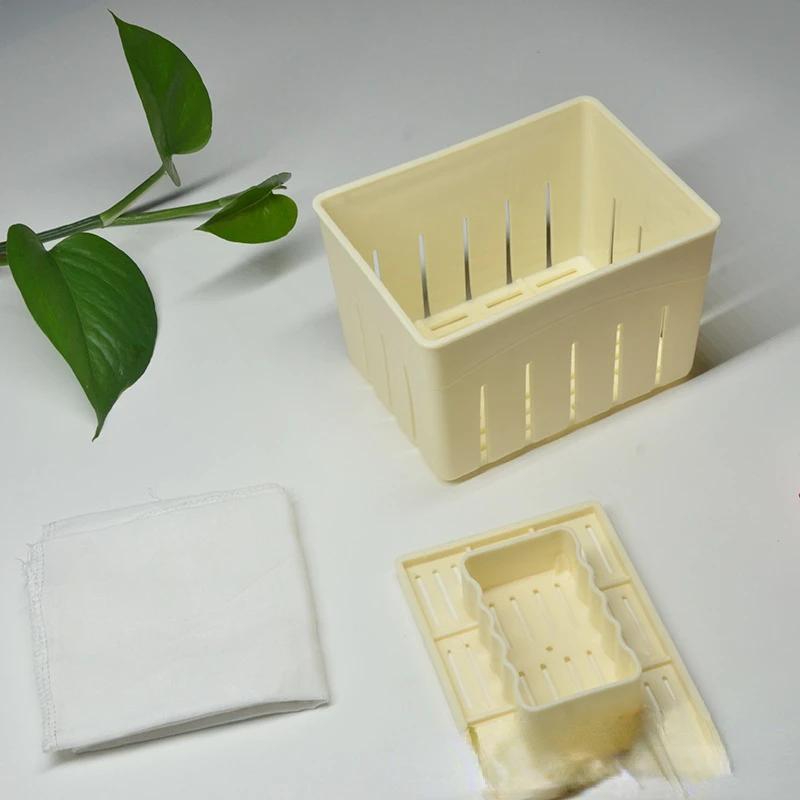 1 Stk/Set Kunststoff Tofu Maker Presseform Set + Käsetuch Soja DIY Pressform Küchenwerkzeuge Lebensmittelqualität PP