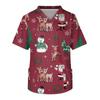 Men's Short Sleeve V-Neck Christmas Print Chest Pocket Care Top