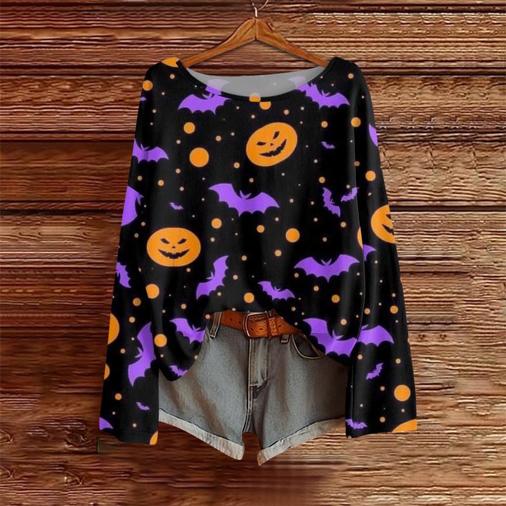 Long Sleeve Shirts For Women Print Graphic Tees Blouses Casual Plus Size Basic Tops Pullover