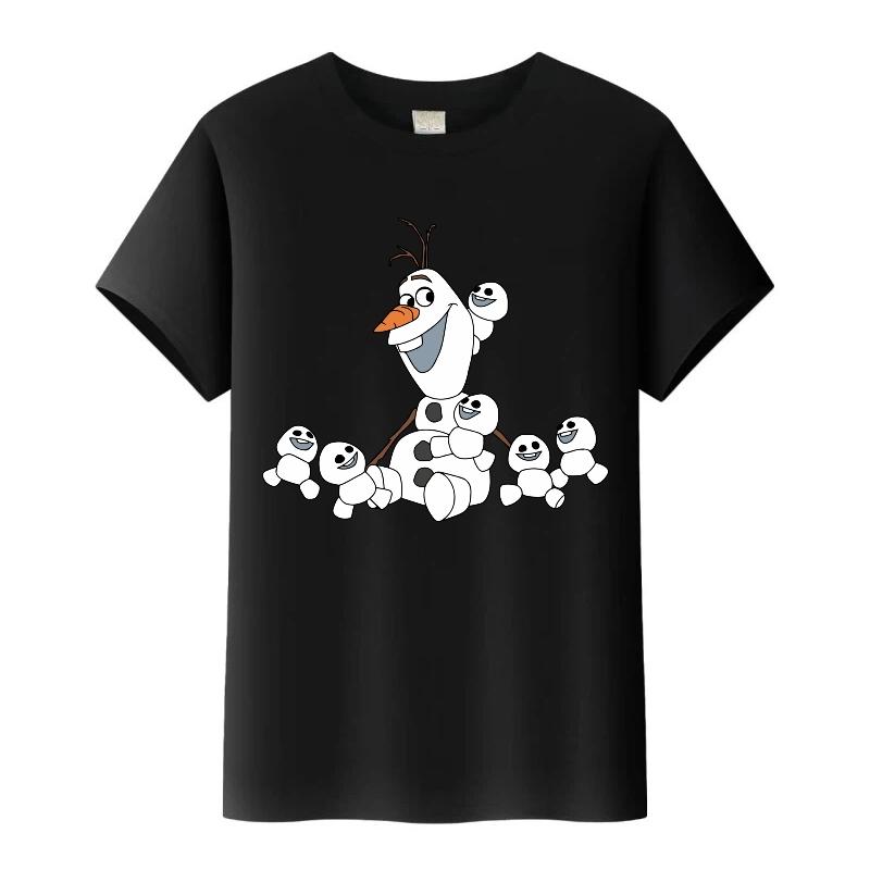 Kawaii Disney Frozen Olaf Cartoon Boy Tees Girls Loose T-shirt Harajuku Y2k Blouses Kids Tops O-Neck Tshirt Gothic Clothes