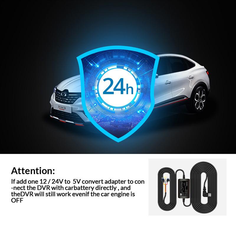 24H Parking Monitoring Car DVR Record Hardwire Kit Mini/Micro/Type-c Port 12V-24V To 5V/2.5A 3.5M Step-down Line Car Accessories