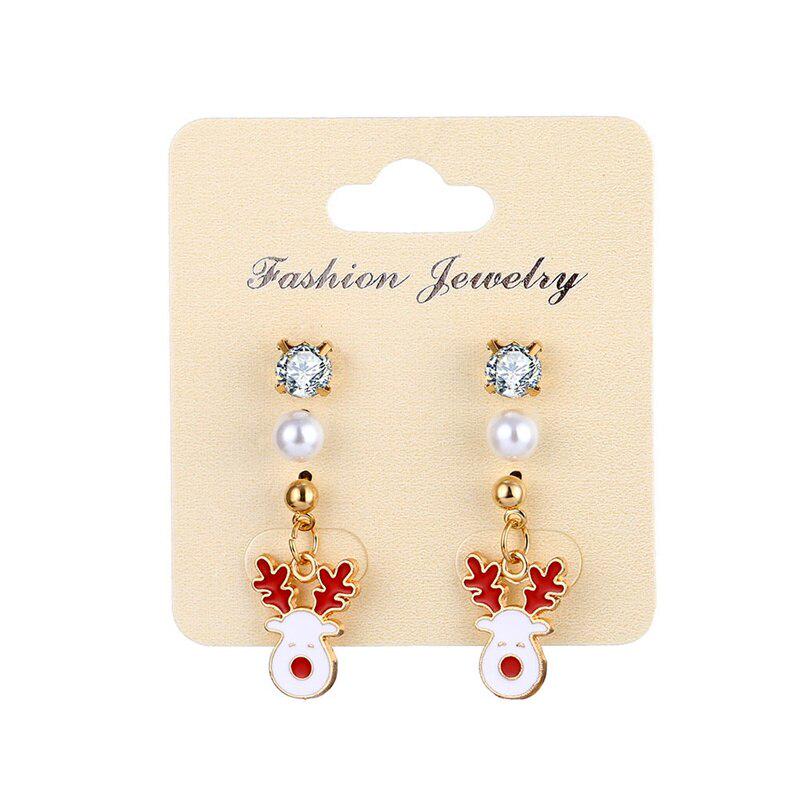 Charm Classic Pearl Stud Earrings Jewelry Ladies Beautiful Christmas Gifts Santa Claus Earrings