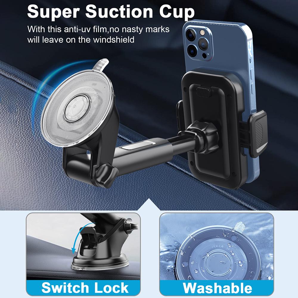 ML-200 Extendable Arm Phone Holder 360 Degree Rotation Suction Cup Mount Bracket for Car Dashboard/Windshield