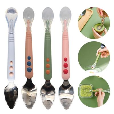 Baby Tableware Complementary Food Spoon Double-Ended Fruit Scraper Spoon Fruit Puree Spoon