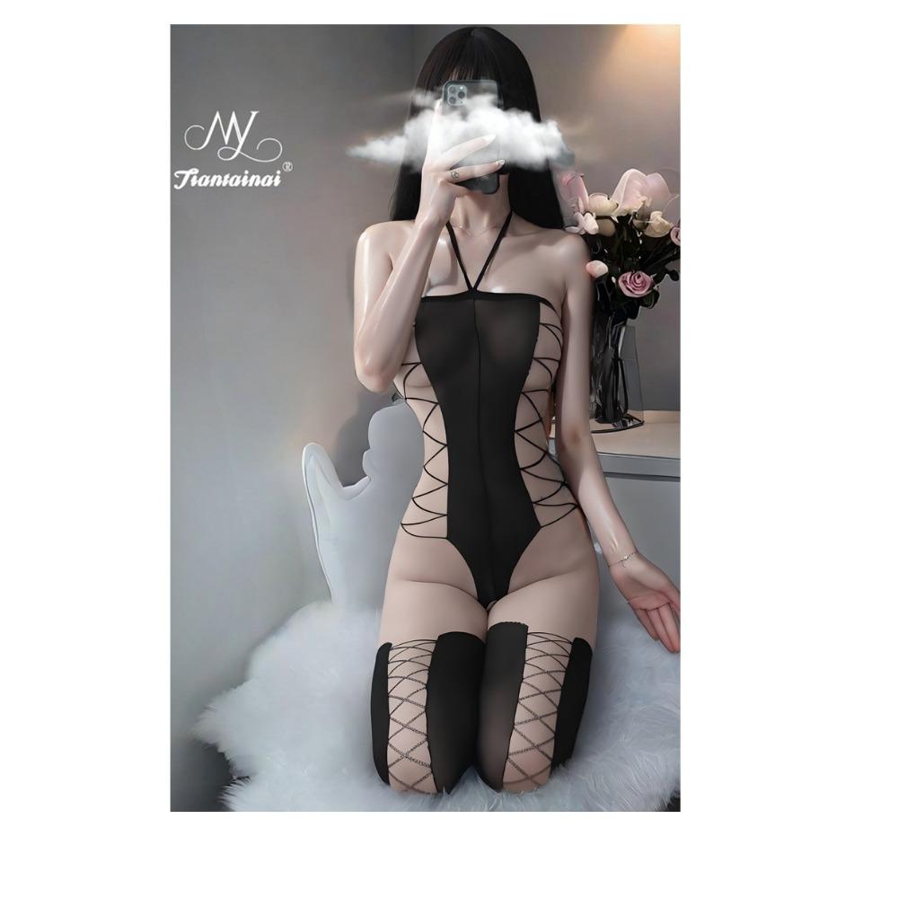 Sexy Underwear Sexy Stockings Onesie Uniform Temptation Open Jacquard Neck Free Onesie Stockings Suit Women