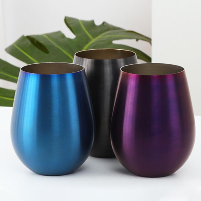 New Stainless Steel Wine Cup With Straw Single Layer Metal Drinking Mug Multifunction 500Ml Big Belly Cup Outdoor Drinkware