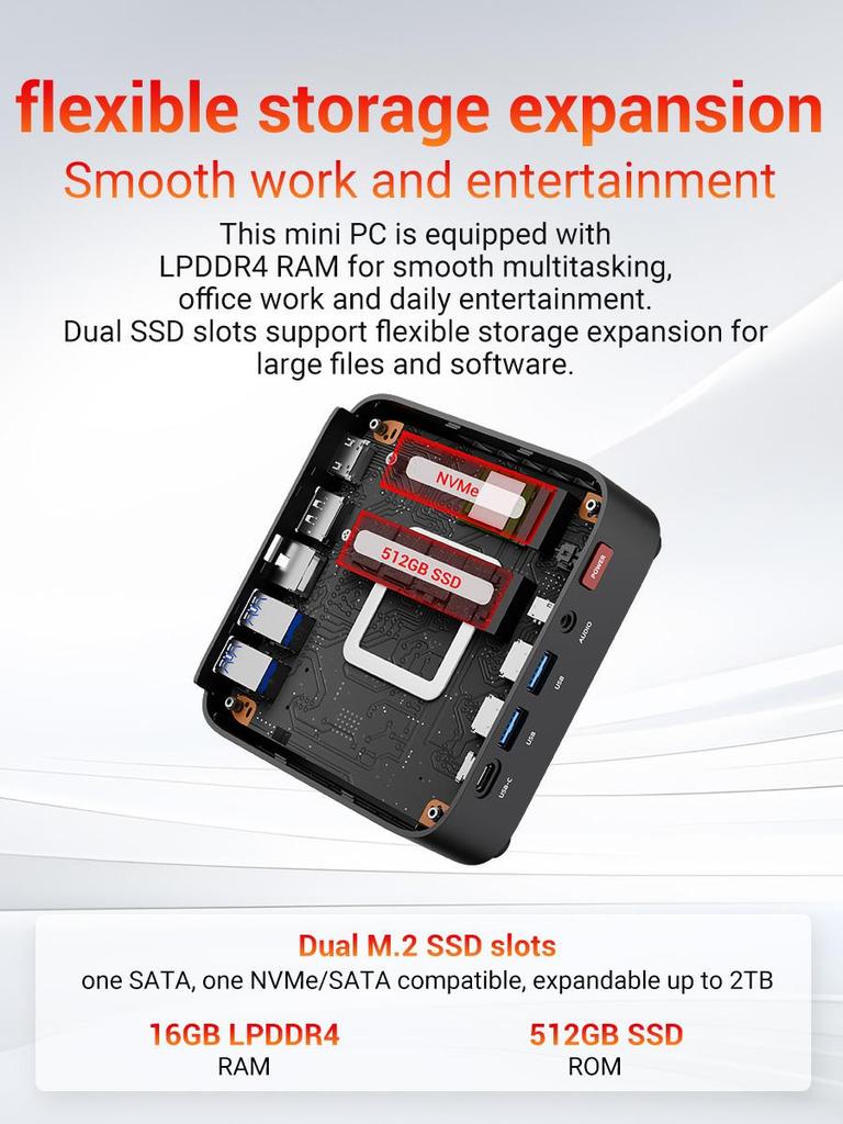 FIREBAT R3 Mini PC AMD Ryzen 3 4300U 8GB/16GB LPDDR4 RAM 256GB/512GB SSD M.2 SATA Windows11 Pro Desktop Computer WiFi6 BT5.2