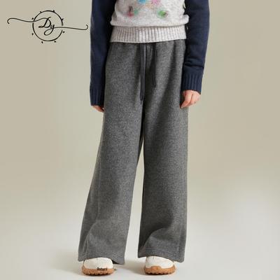 2025 Warm Children's Woolen Wide-Leg Pants: Loose, Thickened Autumn/Winter Long Trousers for Girls