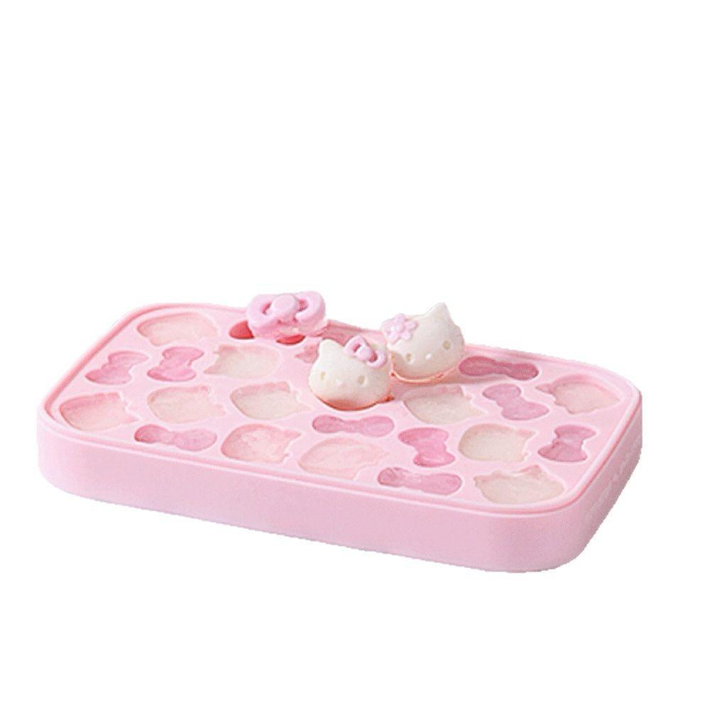 Silicone ice grid cartoon food grade pressing ice cube mold household ice storage box kt ice tray